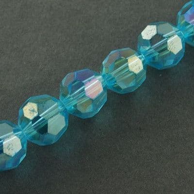 Electroplate Round AB Plated Glass Beads Light Sky Blue 3-4mm (100 beads)