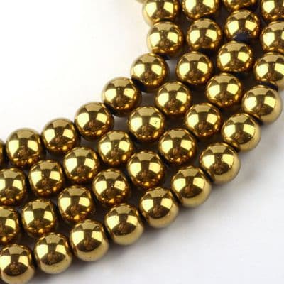 Electroplate Transparent Round 5-6mm Glass Beads Golden plated (30)
