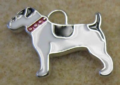 Enamel Alloy Charm/Pendant - Dog - White with Black Patches - Pack of 2