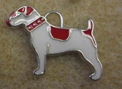 Enamel Alloy Charm/Pendant - Dog - White with Red Patches - Pack of 2