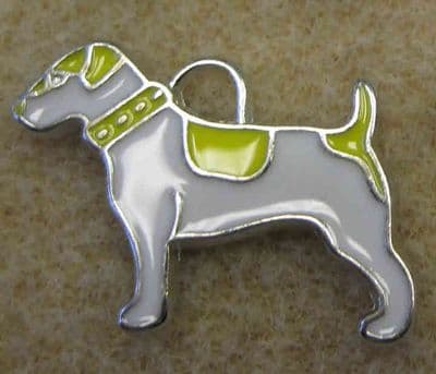 Enamel Alloy Charm/Pendant - Dog - White with Yellow Patches - Pack of 2
