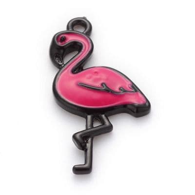 Enamel Flamingo charms (2)