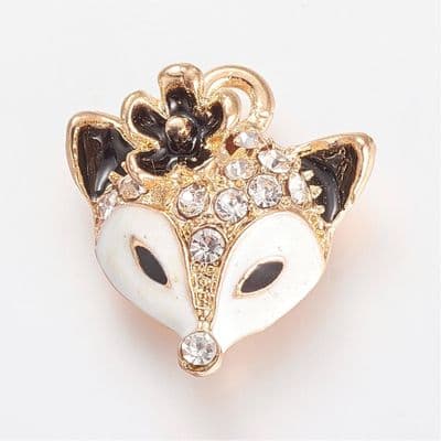 Enamel Rhinestone Fox Pendant (1)