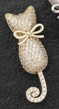 Equilibrium Sparkle Cat Brooch Gold