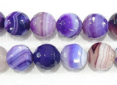 Faceted 6mm Round Purple Natural Madagascar Agate Bead Strand (Grade A) (30/31 beads)