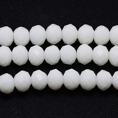 Faceted Abacus Glass Bead 4x3mm White (65 beads)