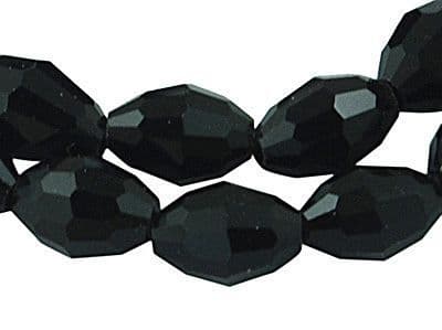 Faceted Crystal Glass Beads - Oval Rice shape - 4x6mm (35 beads) - Black