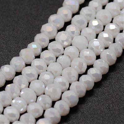 Faceted Electroplated Glass Abacus Bead 3x2mm Pearl Luster White (70 beads)