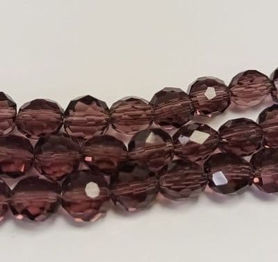 Faceted Flat Round Glass 7/8mm - Amethyst (24)