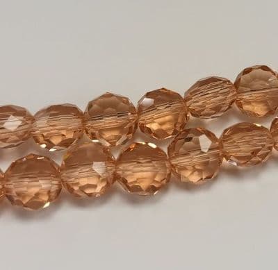 Faceted Flat Round Glass 7/8mm - Peach (24)