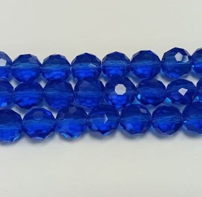 Faceted Flat Round Glass 7/8mm - Royal Blue (24)