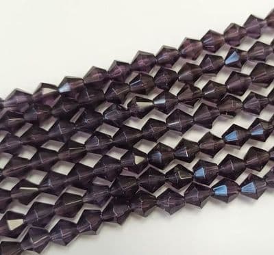 Faceted Glass Bicone - 6mm - 26 beads - Dark Purple