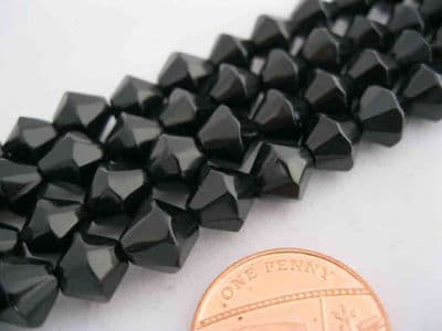 Faceted Glass Bicone - 8mm - 21 beads - Black
