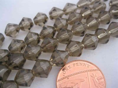 Faceted Glass Bicone - 8mm - 21 beads - Dark Grey