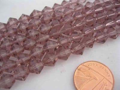 Faceted Glass Bicone - 8mm - 21 beads - Dusky Pink