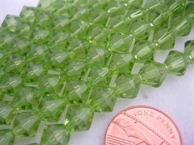 Faceted Glass Bicone - 8mm - 21 beads - Green