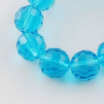 Faceted Round 10mm Deep Sky Blue Beads (35)