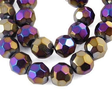 Faceted Round AB Black 6mm Beads (30)