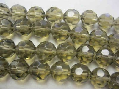 Faceted Round Glass Beads - 10mm - Charcoal (16)