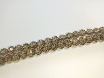 Faceted Round Glass Beads - 8mm (20 beads) - Grey