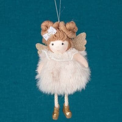 Fairy with Bunches - Beige fluffy skirt Hanging Decoration