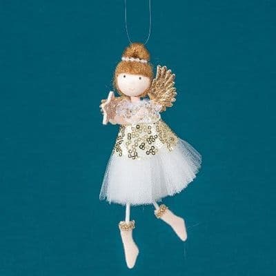 Fairy with Star Wand - Gold Sequins Hanging Decoration
