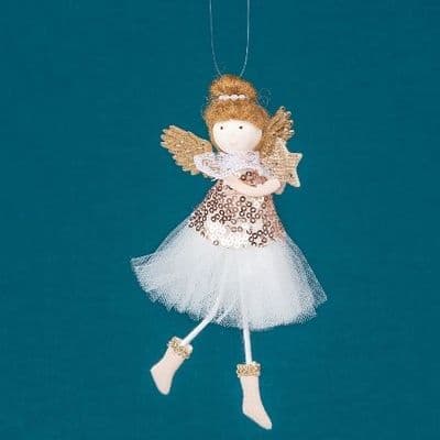 Fairy with Star Wand - Rose Gold Sequins Hanging Decoration