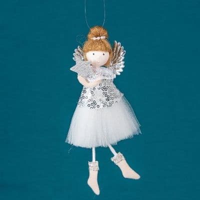 Fairy with Star Wand - Silver Sequins Hanging Decoration