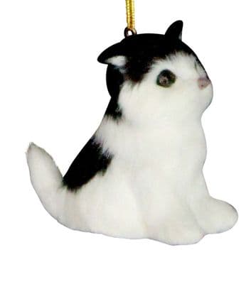 Faux Fur Kittens Decoration - Black & White