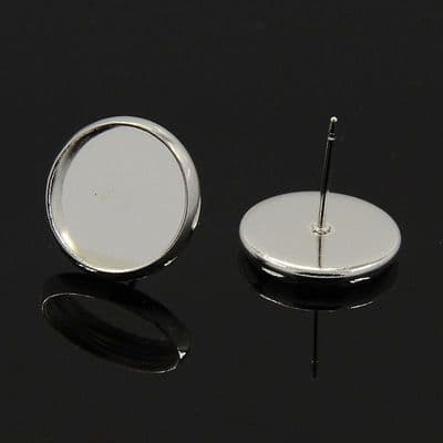 Flat end Earring silver colour studs (1 pair)