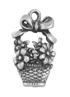 Flower Basket Charms antique silver (pack of 5)