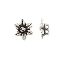 Flower Double Hole Spacer Bead - Silver - pack of 10