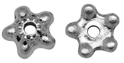 Flower Tibetan Style 6mm Beadcaps Antique Silver (50)