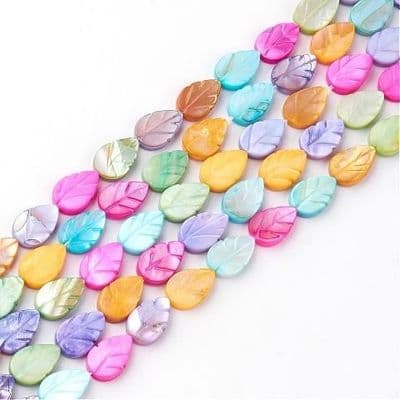 Freshwater Shell Dyed Leaf 10x7mm Beads 7