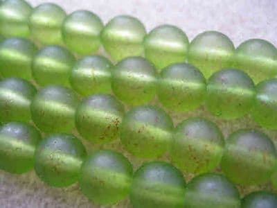 Frosted Glass Beads, Round, 8mm (25 beads) - Green