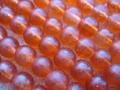 Frosted Glass Beads, Round, 8mm (25 beads) - Orange