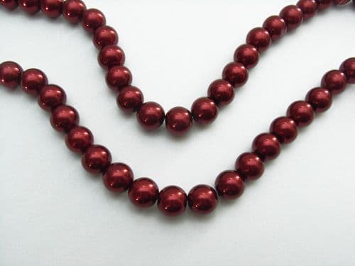 Glass Pearl Beads Burgundy 10mm