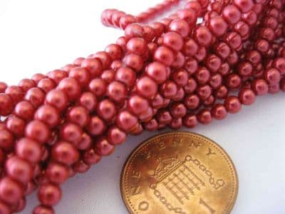 Glass Pearl Beads Burgundy 3mm