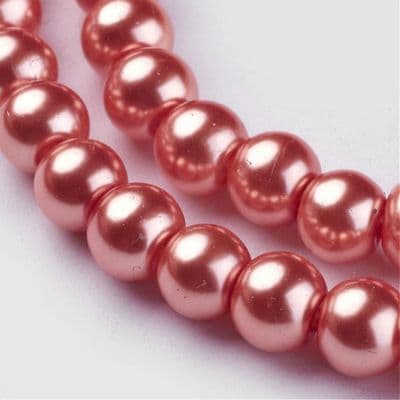 Glass Pearl Beads Coral 6mm