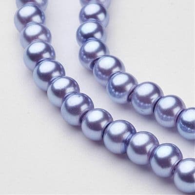 Glass Pearl Beads Cornflower Blue 4mm