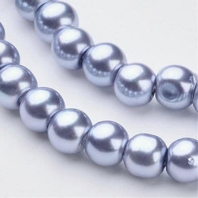 Glass Pearl Beads Cornflower Blue 6mm