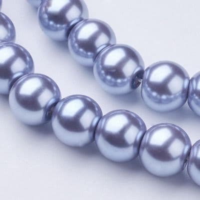 Glass Pearl Beads Cornflower Blue 8mm