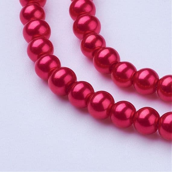 Glass Pearl Beads Crimson 4mm