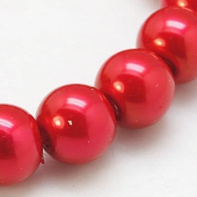 Glass Pearl Beads Crimson 6mm