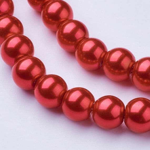 Glass Pearl Beads Crimson 8mm