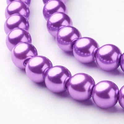 Glass Pearl Beads Dark Orchid 8mm
