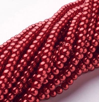 Glass Pearl Beads Fire Brick 4mm