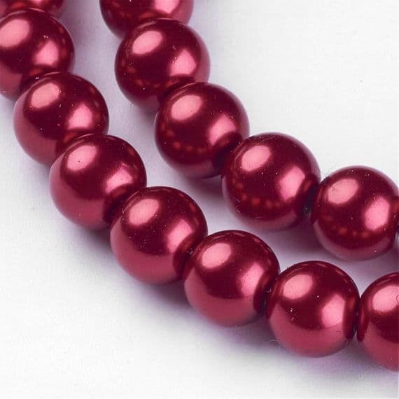 Glass Pearl Beads Fire Brick 8mm