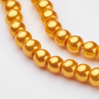 Glass Pearl Beads Gold 4mm