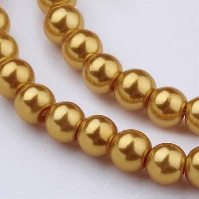 Glass Pearl Beads Gold 6mm